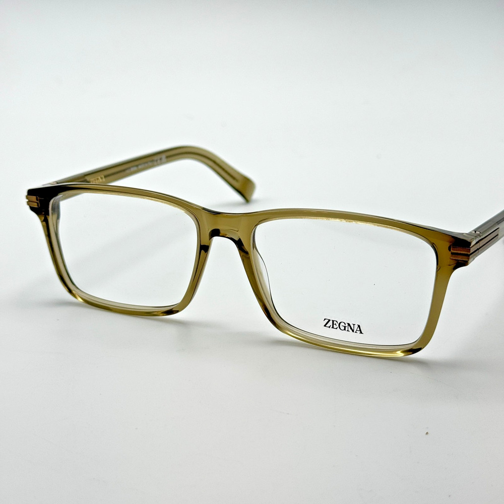 Ermenegildo Zegna Eyeglasses Frames EZ5333 048 Shiny Dark Brown Rectangle 57mm